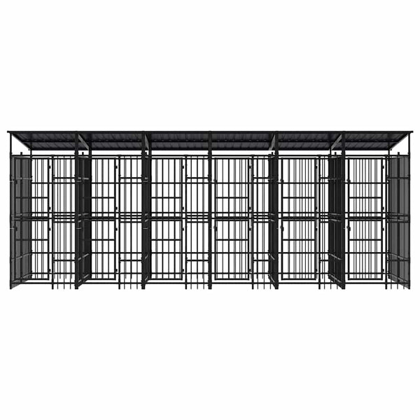 Outdoor-Hundezwinger mit Dach Stahl 11,06 m²