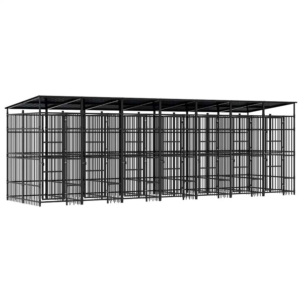 Outdoor-Hundezwinger mit Dach Stahl 12,9 m²