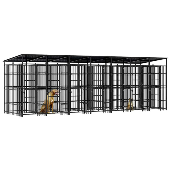 Outdoor-Hundezwinger mit Dach Stahl 12,9 m²
