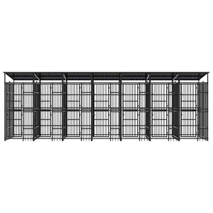 Outdoor-Hundezwinger mit Dach Stahl 12,9 m²