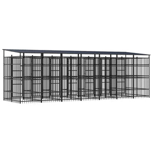Outdoor-Hundezwinger mit Dach Stahl 12,9 m²
