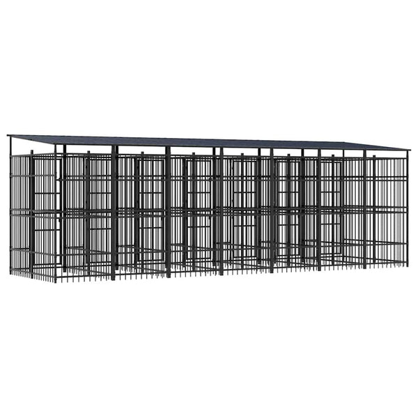 Outdoor-Hundezwinger mit Dach Stahl 12,9 m²