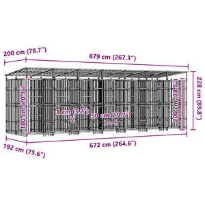 Outdoor-Hundezwinger mit Dach Stahl 12,9 m²