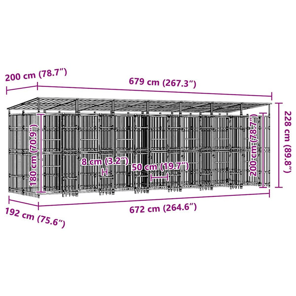 Outdoor-Hundezwinger mit Dach Stahl 12,9 m²
