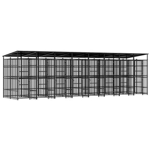 Outdoor-Hundezwinger mit Dach Stahl 14,75 m²