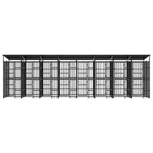 Outdoor-Hundezwinger mit Dach Stahl 14,75 m²
