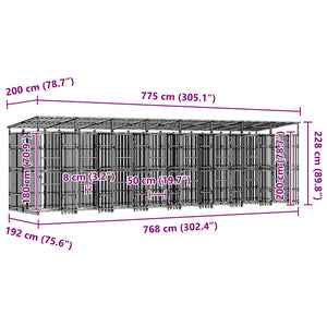 Outdoor-Hundezwinger mit Dach Stahl 14,75 m²