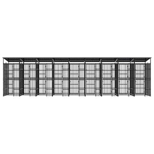 Outdoor-Hundezwinger mit Dach Stahl 16,59 m²