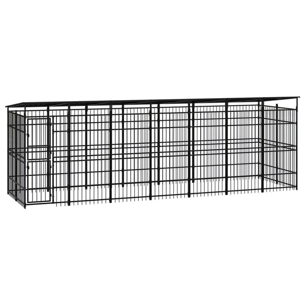 Outdoor-Hundezwinger mit Dach Stahl 12,9 m²