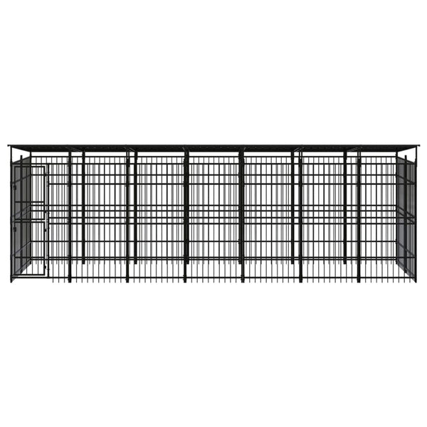 Outdoor-Hundezwinger mit Dach Stahl 12,9 m²