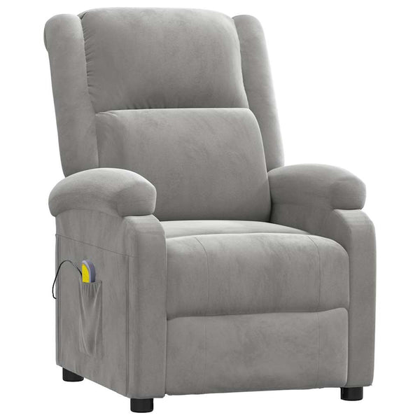 Massagesessel Hellgrau Samt Relaxsessel
