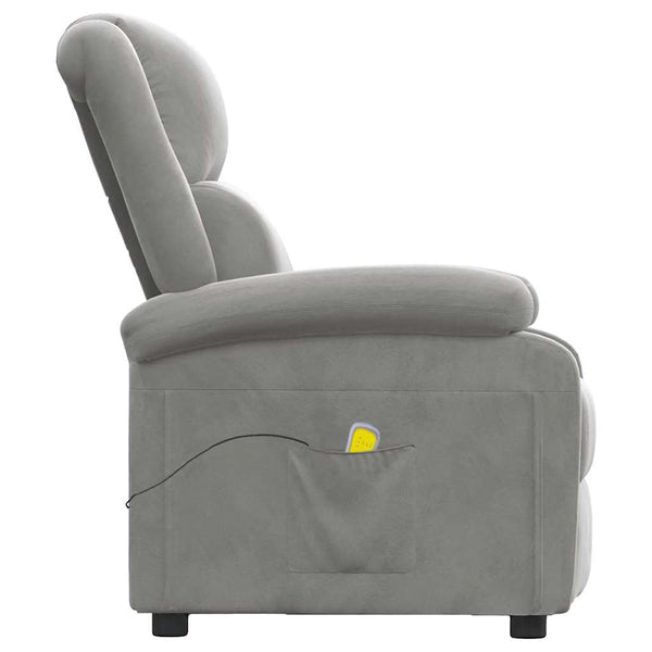 Massagesessel Hellgrau Samt Relaxsessel