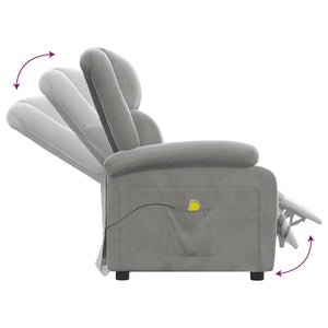 Massagesessel Hellgrau Samt Relaxsessel