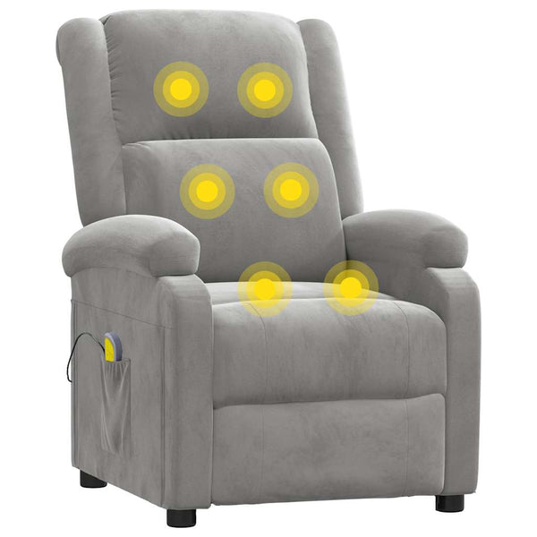 Massagesessel Hellgrau Samt Relaxsessel