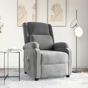 Massagesessel Hellgrau Samt Relaxsessel