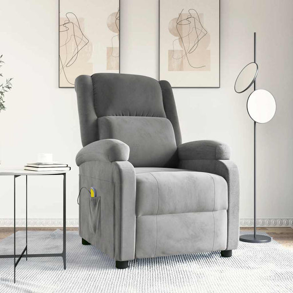 Massagesessel Hellgrau Samt Relaxsessel