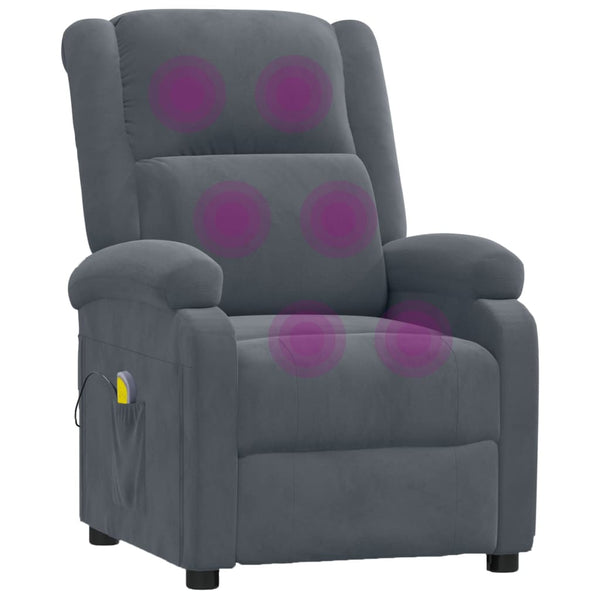 Massagesessel Dunkelgrau Samt