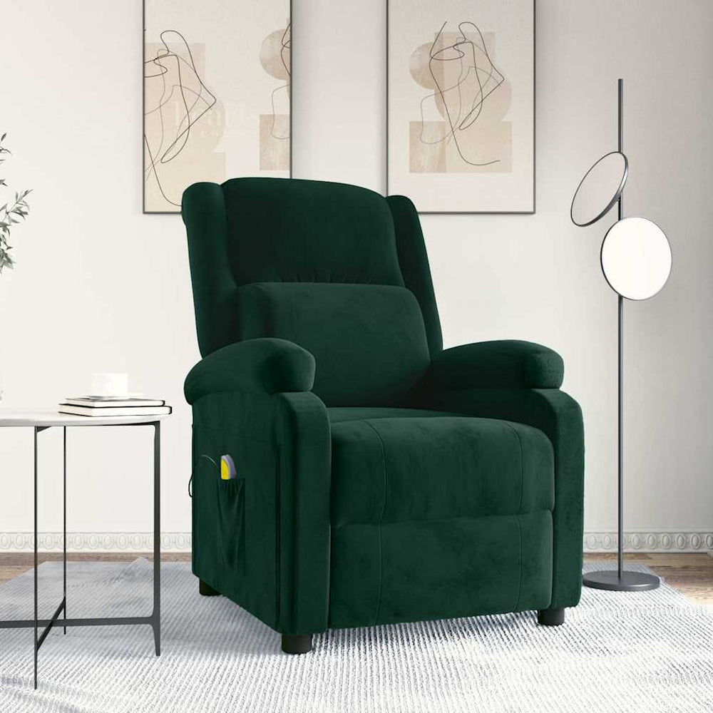 Massagesessel Dunkelgrün Samt