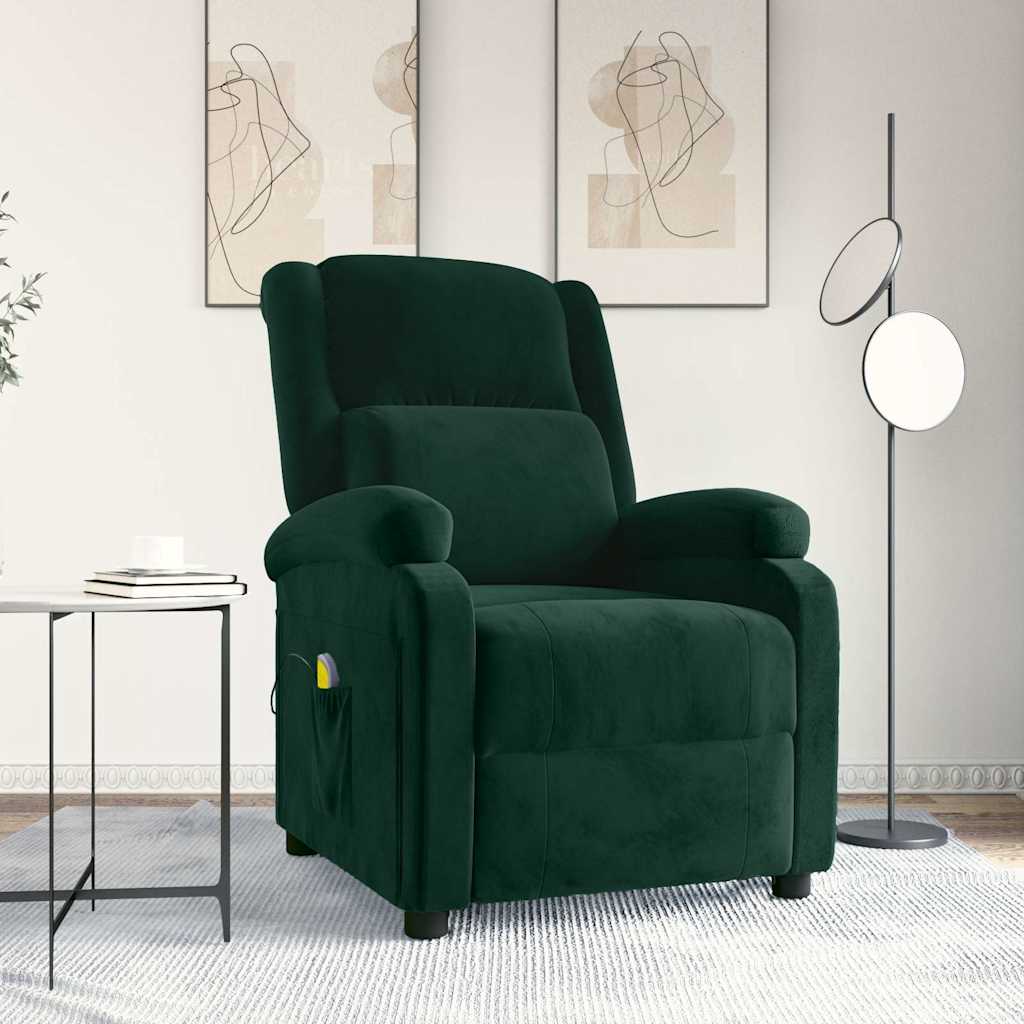 Massagesessel Dunkelgrün Samt