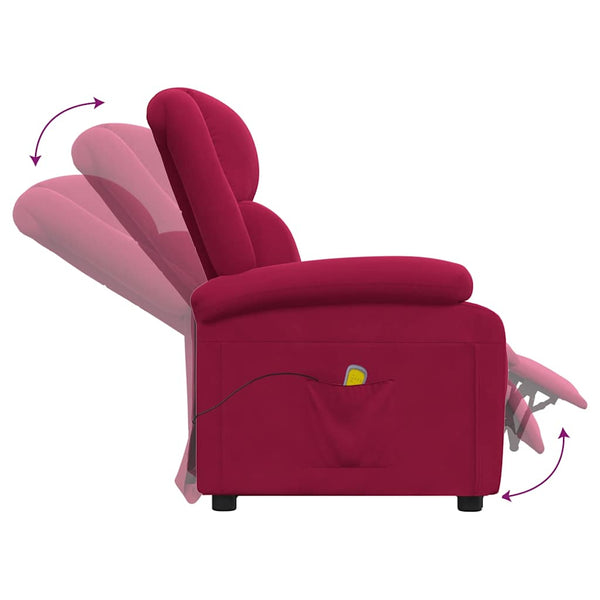 Massagesessel Weinrot Samt Relaxsessel