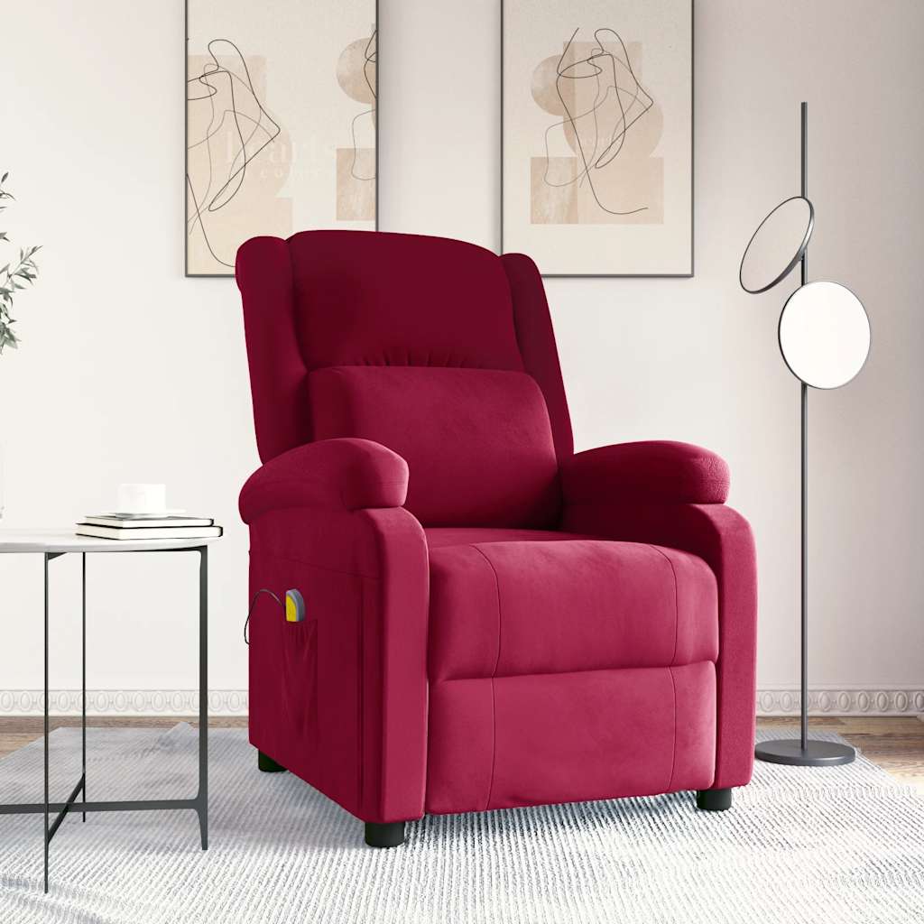Massagesessel Weinrot Samt Relaxsessel