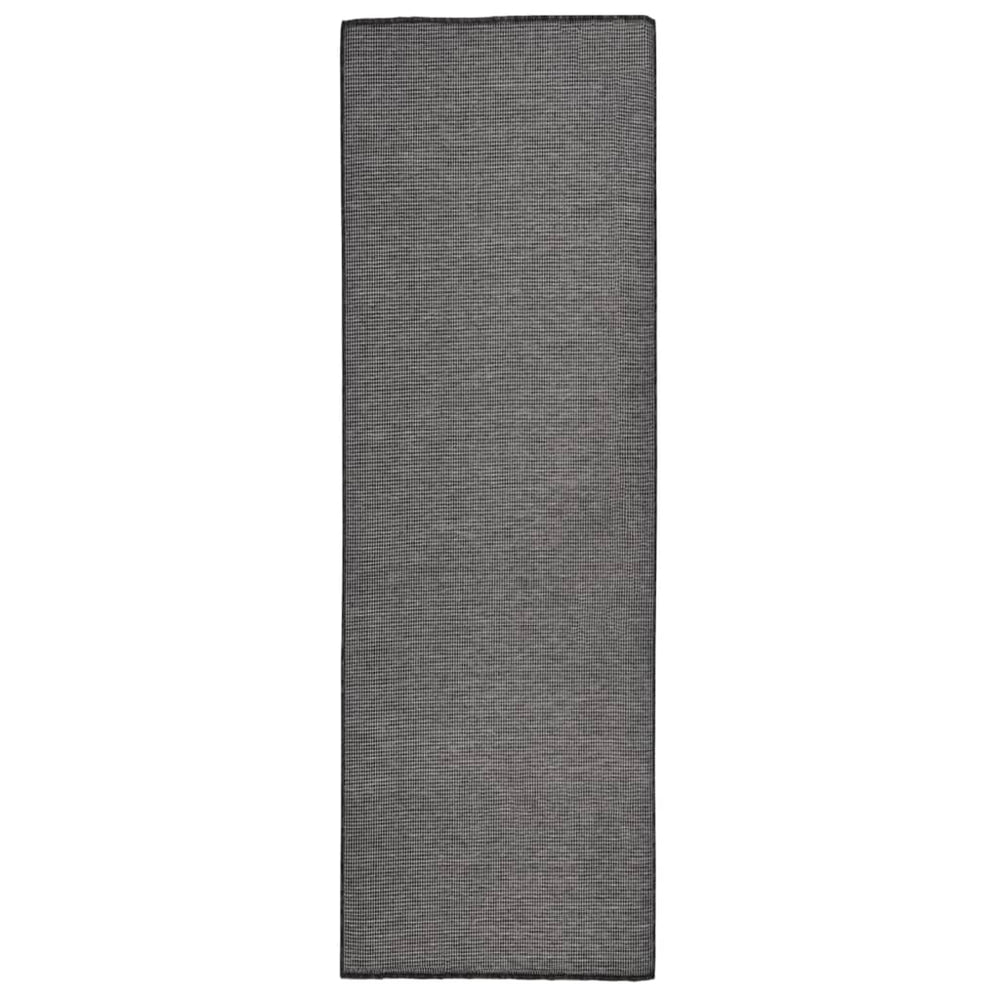 Grauer Outdoor-Teppich, Flachgewebe, 80x250 cm