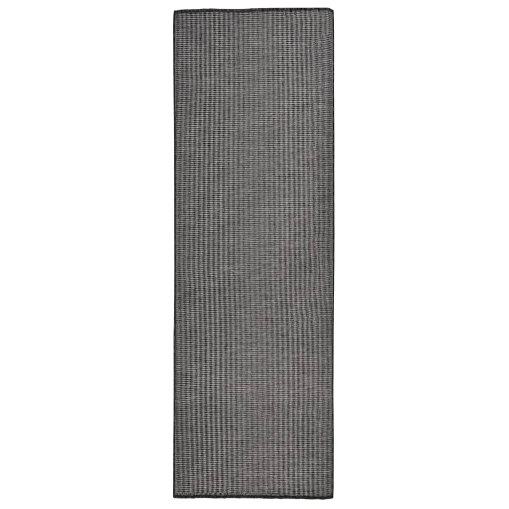 Grauer Outdoor-Teppich, Flachgewebe, 80x250 cm