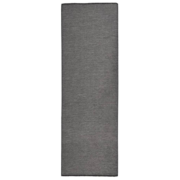 Grauer Outdoor-Teppich, Flachgewebe, 80x250 cm