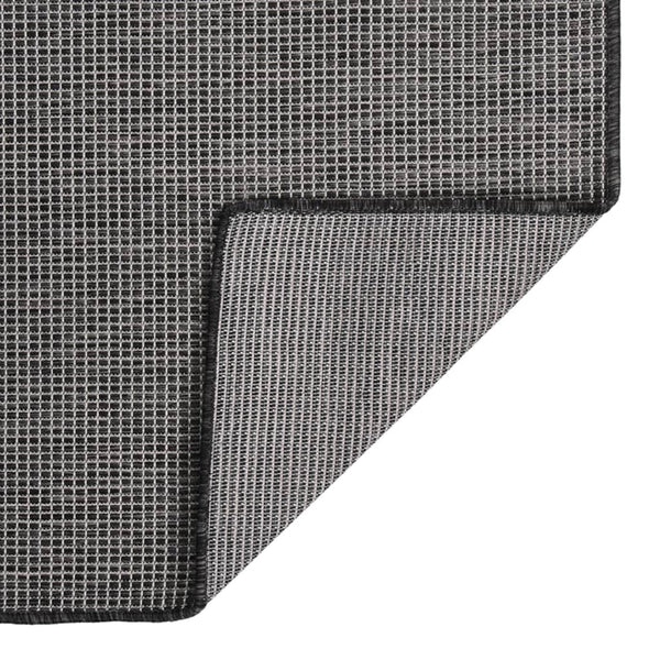 Grauer Outdoor-Teppich, Flachgewebe, 80x250 cm