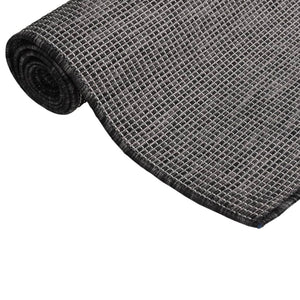 Grauer Outdoor-Teppich, Flachgewebe, 80x250 cm