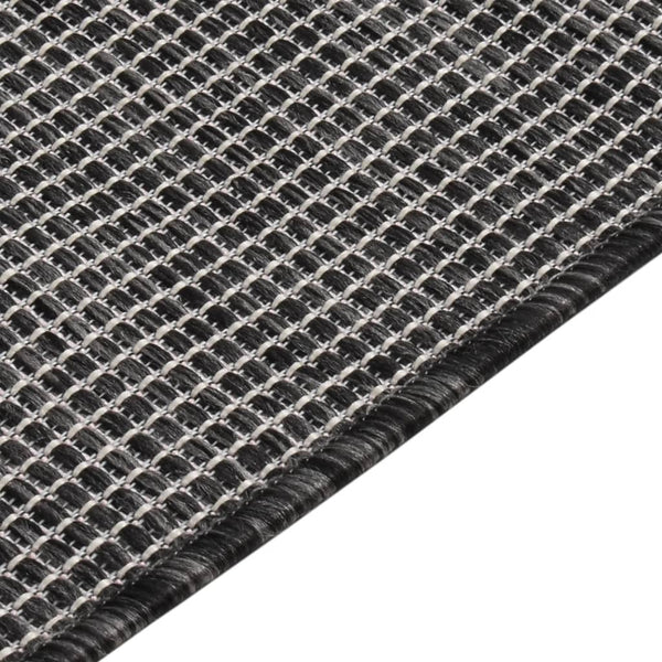Grauer Outdoor-Teppich, Flachgewebe, 80x250 cm