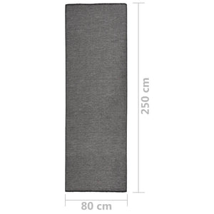 Grauer Outdoor-Teppich, Flachgewebe, 80x250 cm