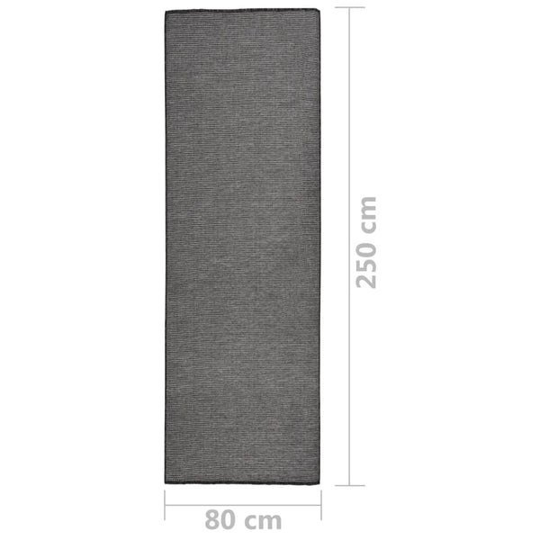 Grauer Outdoor-Teppich, Flachgewebe, 80x250 cm