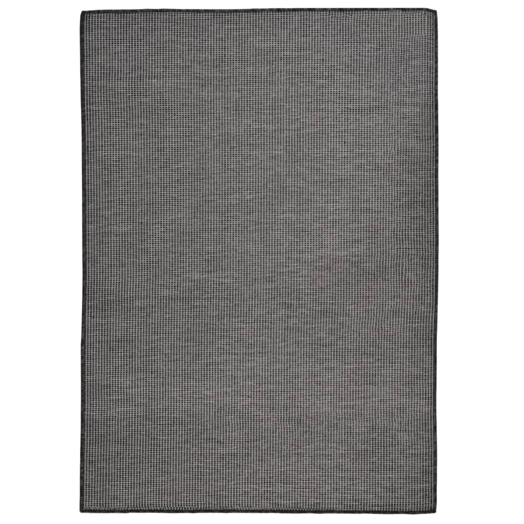 Grauer Outdoor-Teppich, Flachgewebe, 140x200 cm