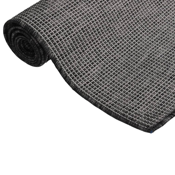 Grauer Outdoor-Teppich, Flachgewebe, 140x200 cm