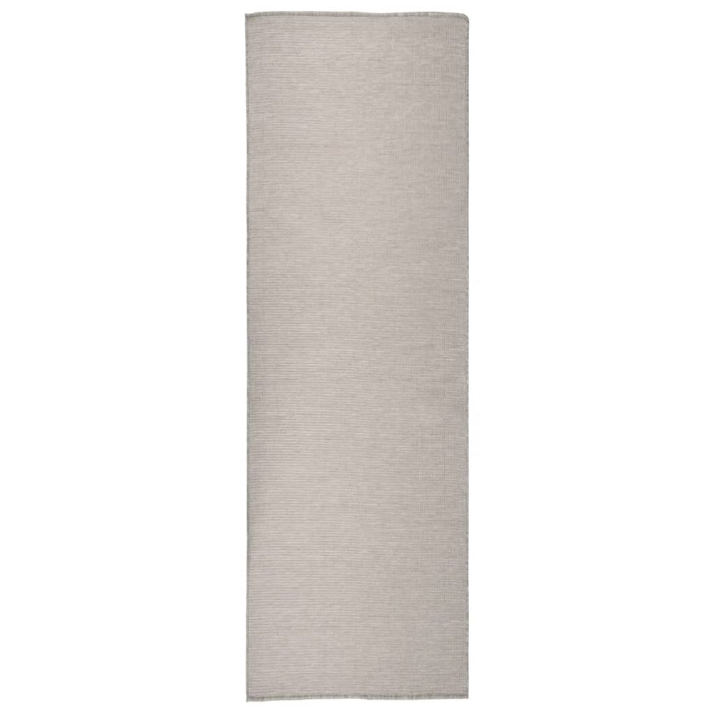 Hellgrauer Outdoor-Teppich, Flachgewebe, 80x250 cm
