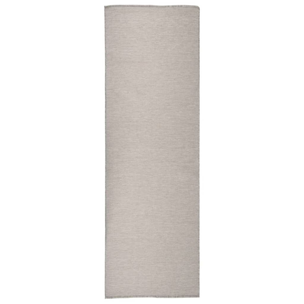 Hellgrauer Outdoor-Teppich, Flachgewebe, 80x250 cm
