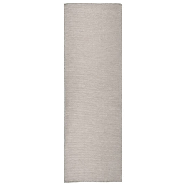 Hellgrauer Outdoor-Teppich, Flachgewebe, 80x250 cm