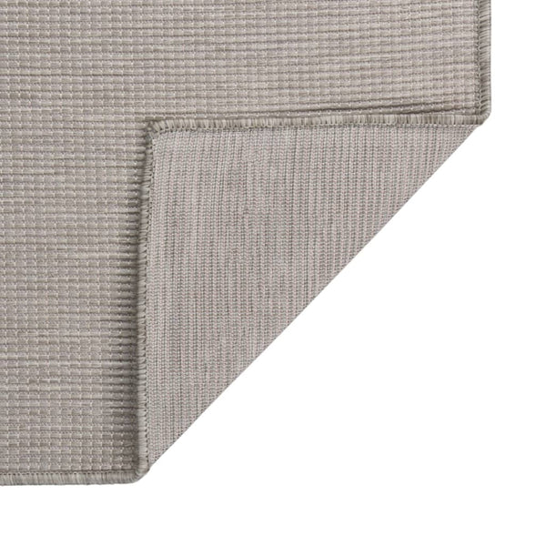 Hellgrauer Outdoor-Teppich, Flachgewebe, 80x250 cm