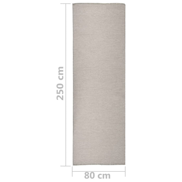 Hellgrauer Outdoor-Teppich, Flachgewebe, 80x250 cm