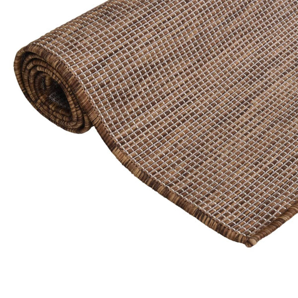 Brauner Outdoor-Teppich, Flachgewebe, 140x200 cm