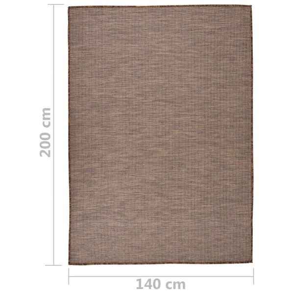 Brauner Outdoor-Teppich, Flachgewebe, 140x200 cm