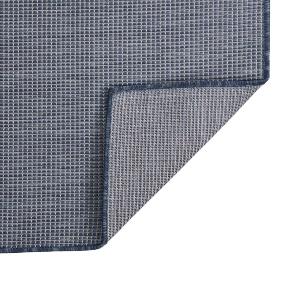 Blauer Outdoor-Teppich, Flachgewebe, 80x250 cm