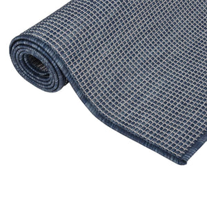 Blauer Outdoor-Teppich, Flachgewebe, 80x250 cm