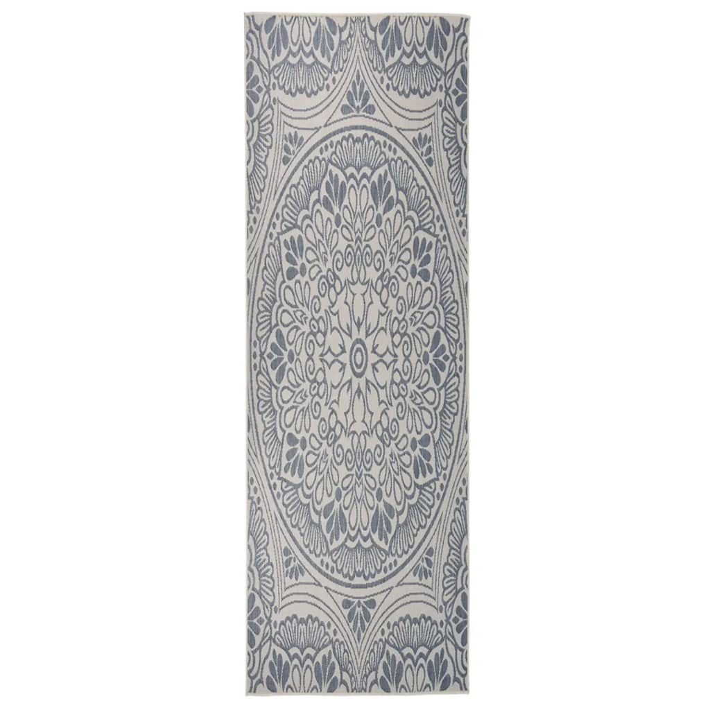 Blauer Outdoor Teppich 80x250 cm