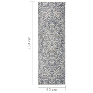 Blauer Outdoor Teppich 80x250 cm