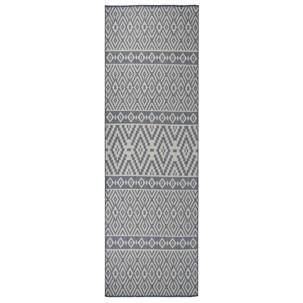 Blau Gestreifter Outdoor Teppich 80x250 cm