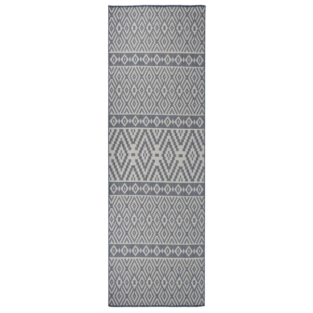 Blau Gestreifter Outdoor Teppich 80x250 cm