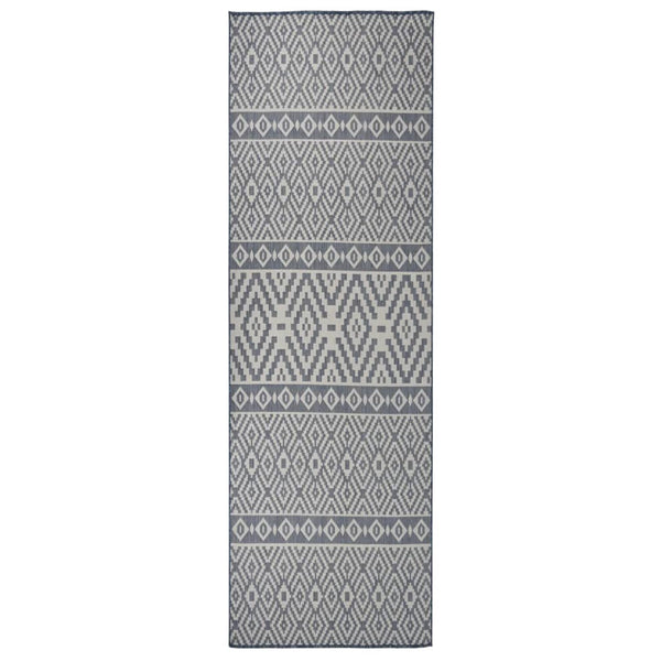 Blau Gestreifter Outdoor Teppich 80x250 cm