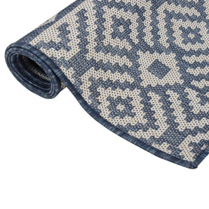 Blau Gestreifter Outdoor Teppich 80x250 cm
